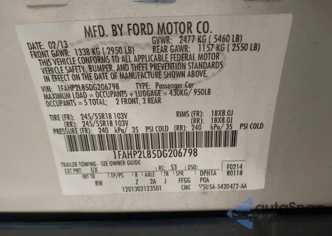 2013 Ford Police Interceptor z USA, uszkodzony, nr VIN 1FAHP2L85DG206798